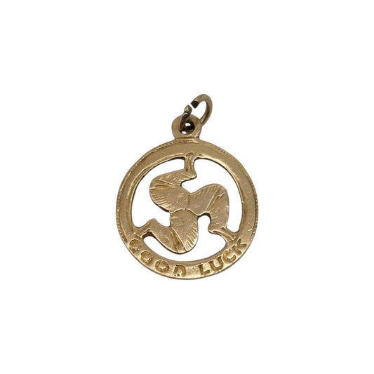 9ct 375 Yellow Gold Triskelion "Good Luck" Charm 1956 L 1.4 cm 1.0 g.