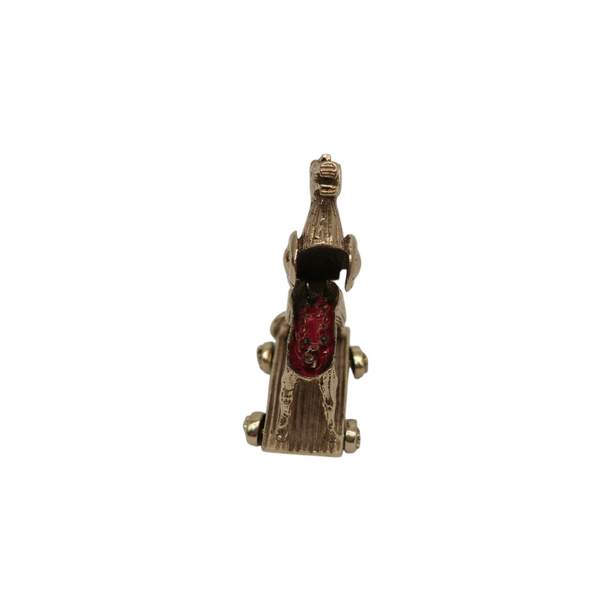 Unusual 9ct 375 Yellow Gold & Enamel Trojan Horse Opening Charm 1958 L 2.0 cm 5.6 g.