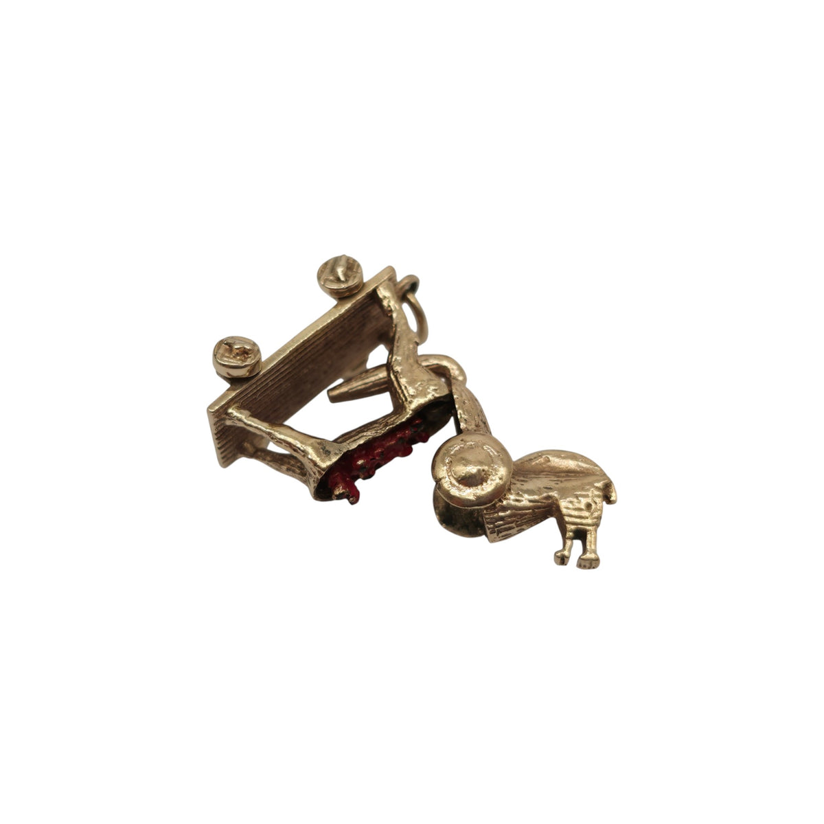 Unusual 9ct 375 Yellow Gold & Enamel Trojan Horse Opening Charm 1958 L 2.0 cm 5.6 g.