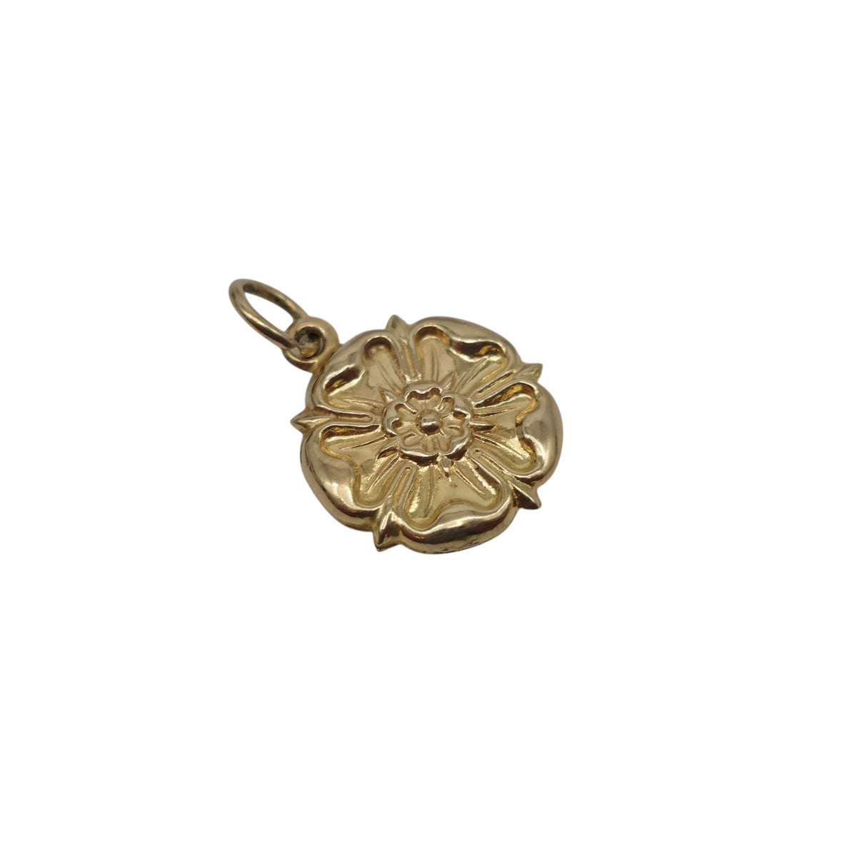 9ct 375 Yellow Gold English Rose Charm 1971 L 1.3 cm 0.7 g.
