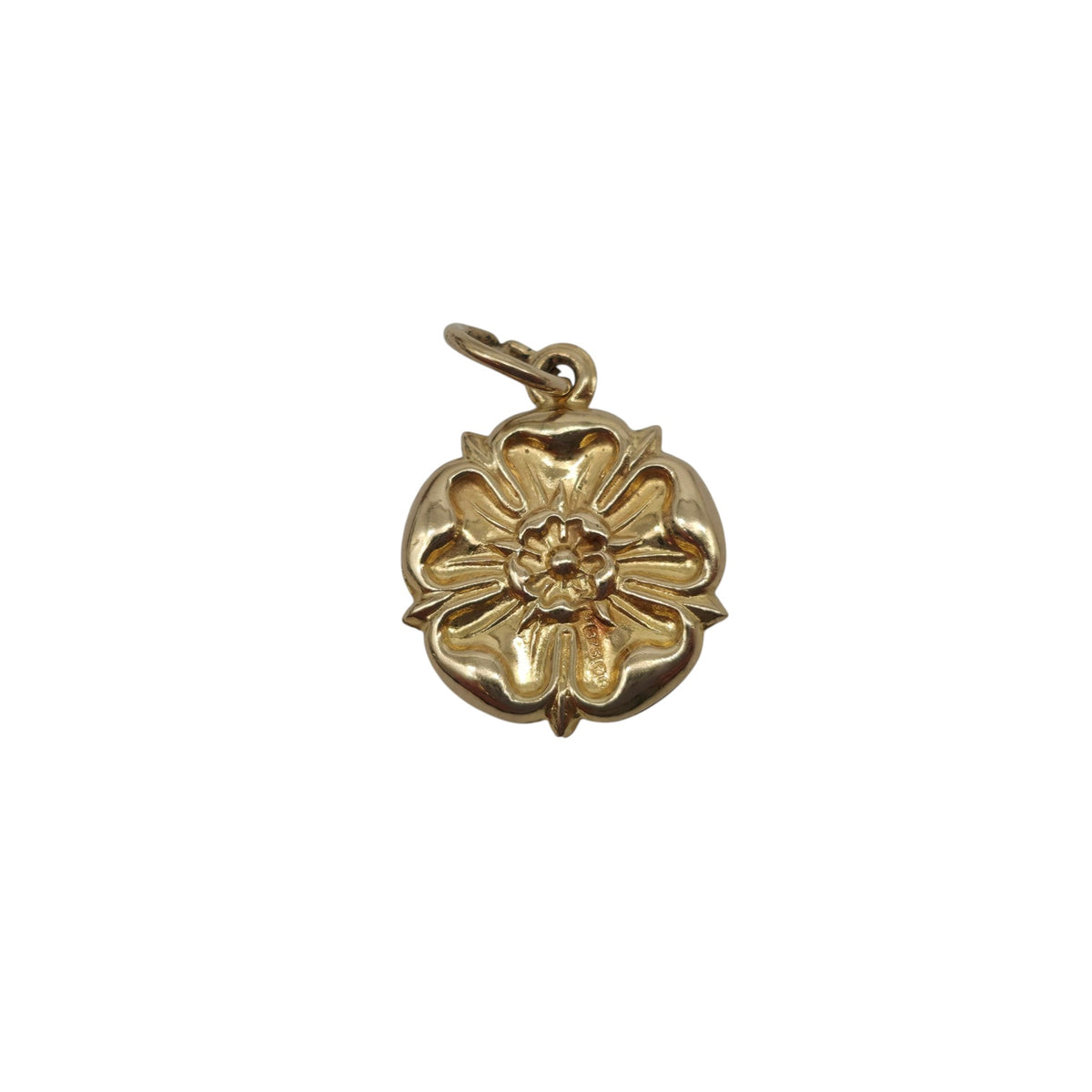 9ct 375 Yellow Gold English Rose Charm 1971 L 1.3 cm 0.7 g.