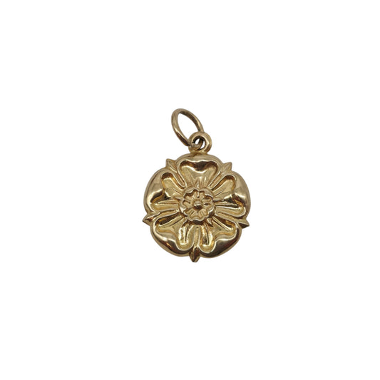9ct 375 Yellow Gold English Rose Charm 1971 L 1.3 cm 0.7 g.