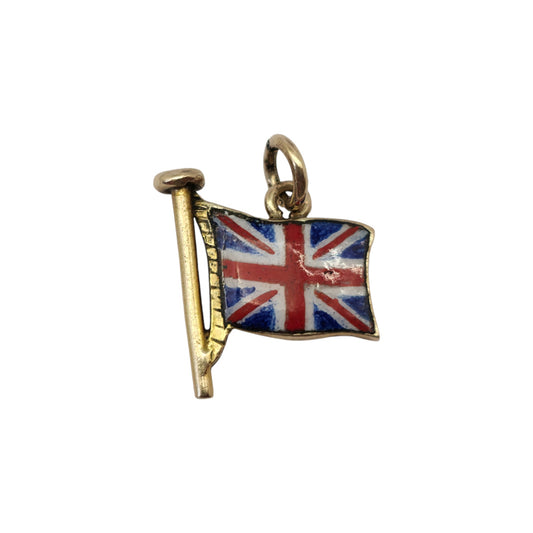 pre-owned 9ct gold &amp; enamel Union Jack Flag Charm.