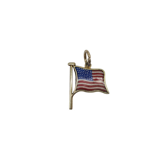 9ct 375 Yellow Gold & Enamel United States Flag 1958 L 1.5 cm 1.1 g.