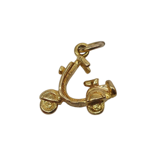 9ct 375 Yellow Gold Vespa Scooter Charm 1973 L 1.3 cm 1.5 g.