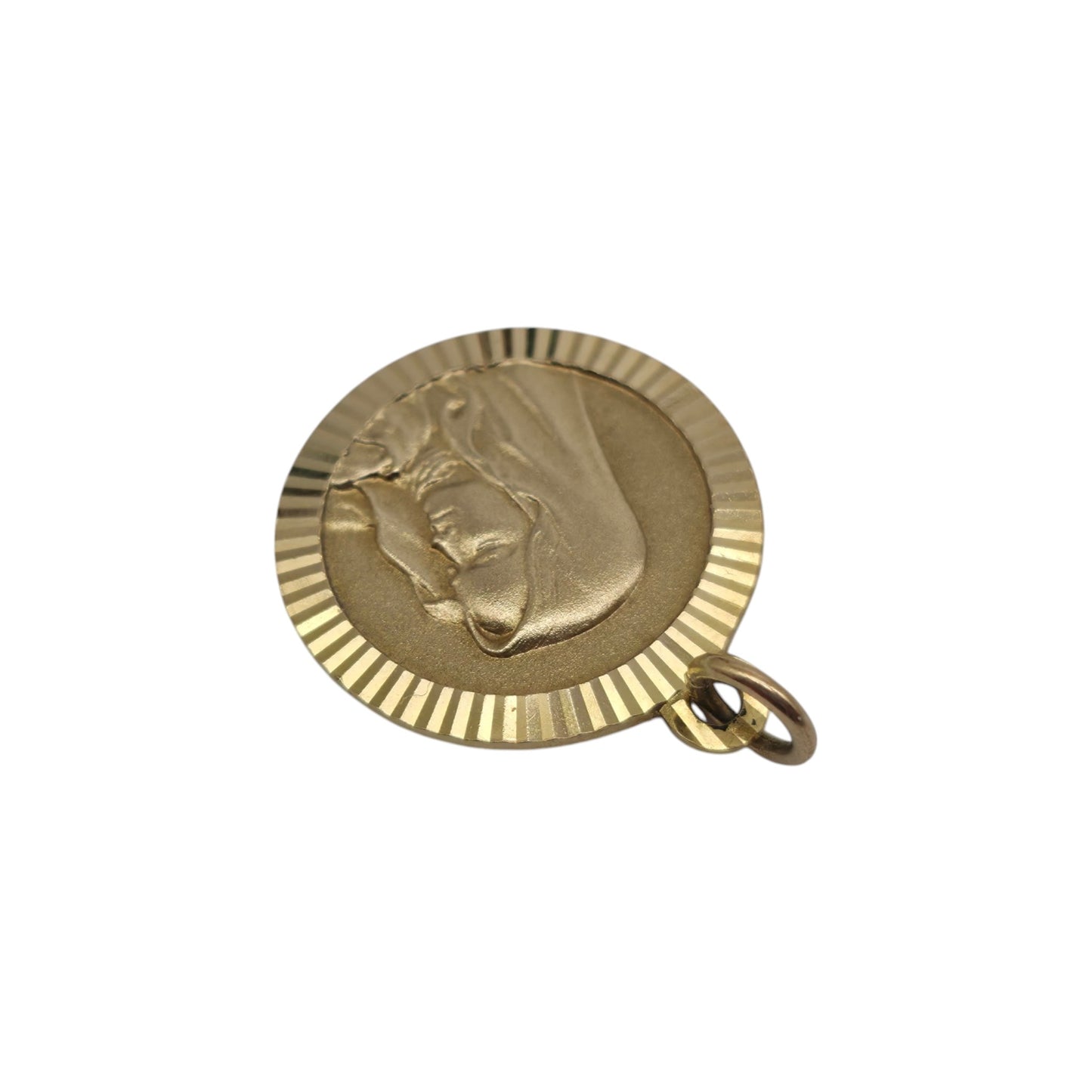 9ct 375 Yellow Gold Virgin Mary Charm 1978 L 1.8 cm 2.7 g.