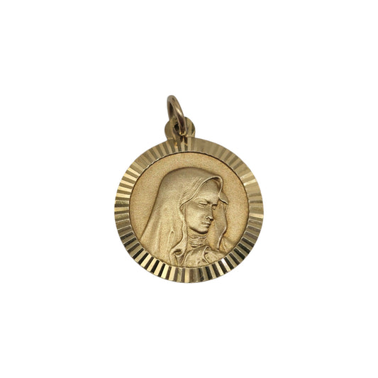 9ct 375 Yellow Gold Virgin Mary Charm 1978 L 1.8 cm 2.7 g.