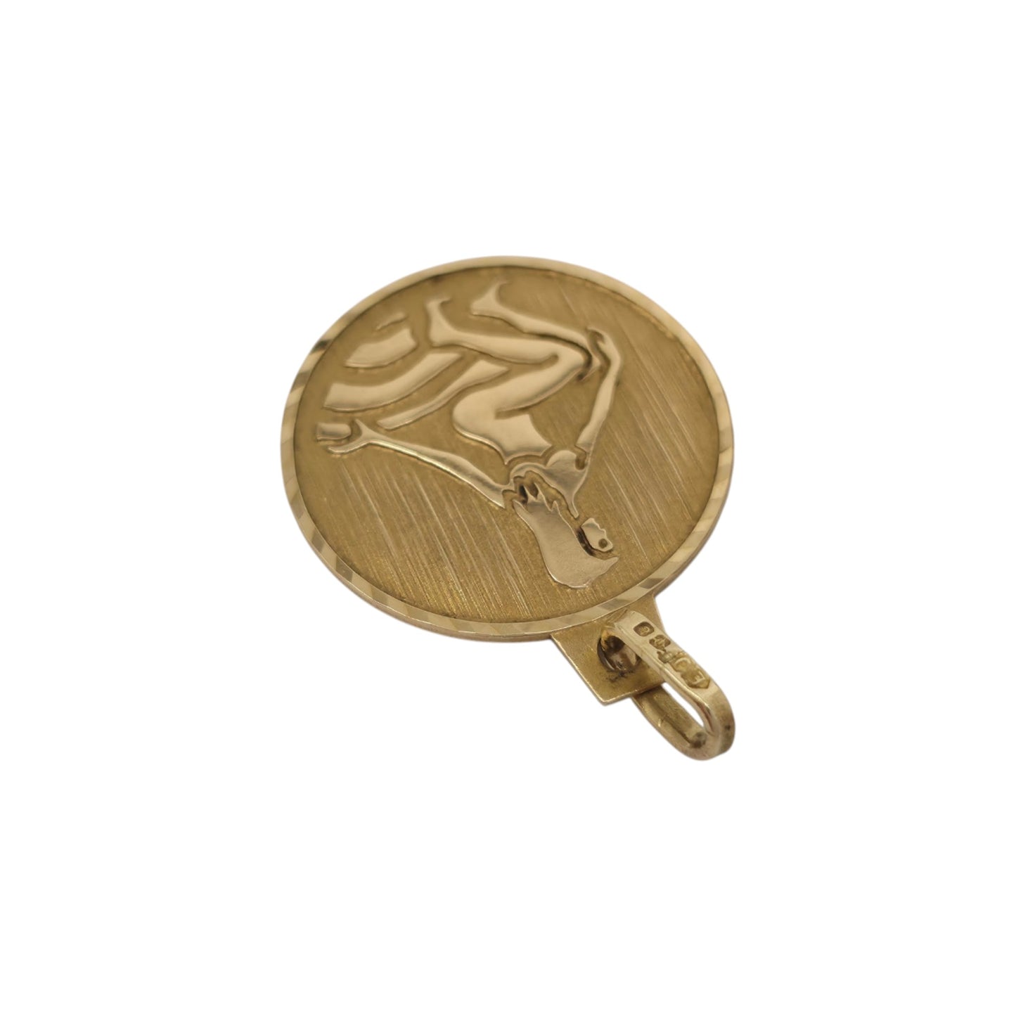 9ct 375 Yellow Gold Virgo Charm Pendant 1979 L 1.5 cm 0.9 g.