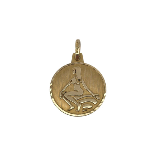9ct 375 Yellow Gold Virgo Charm Pendant 1979 L 1.5 cm 0.9 g.