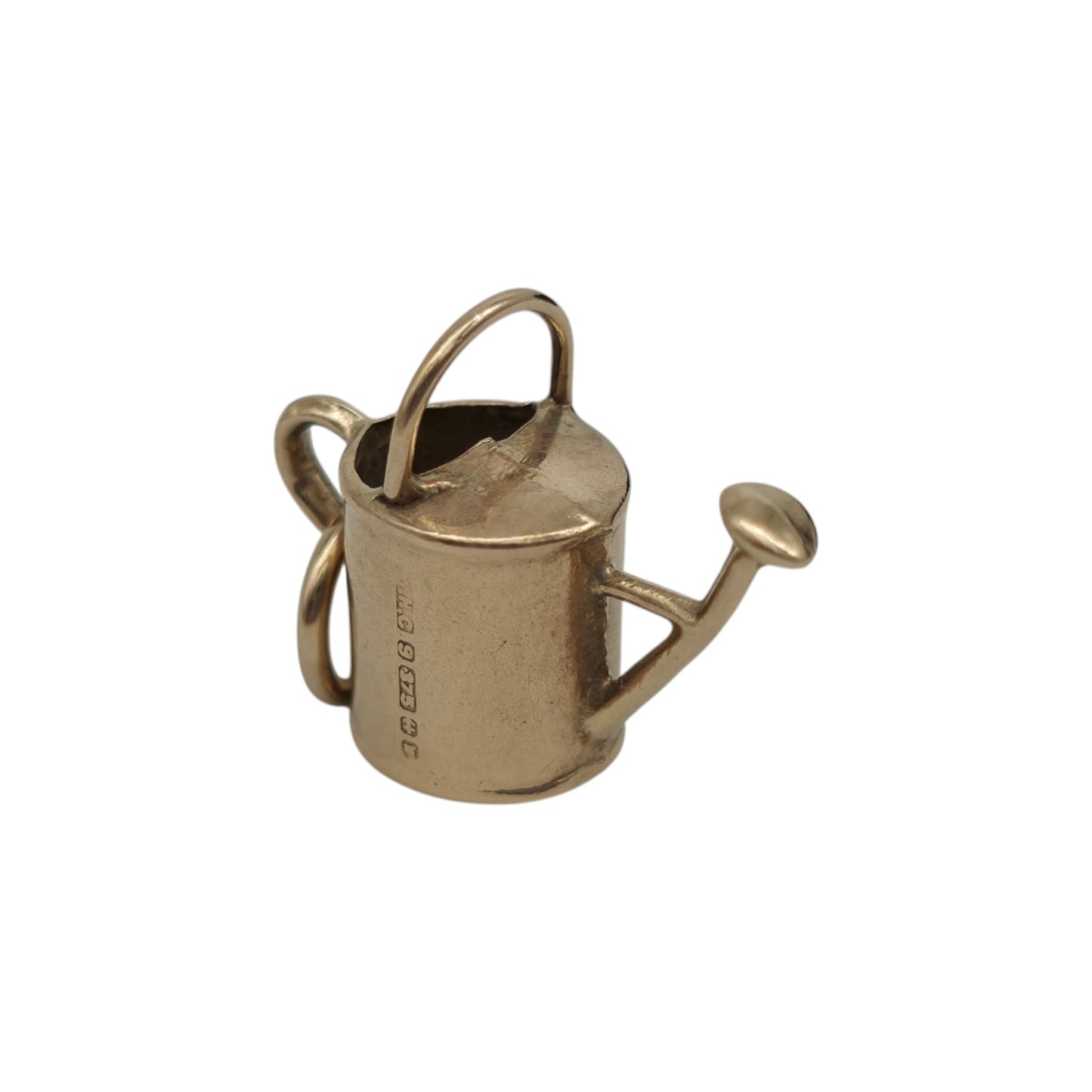 9ct 375 Yellow Gold Watering Can Charm 1971 L 1.4 cm 0.7 g.