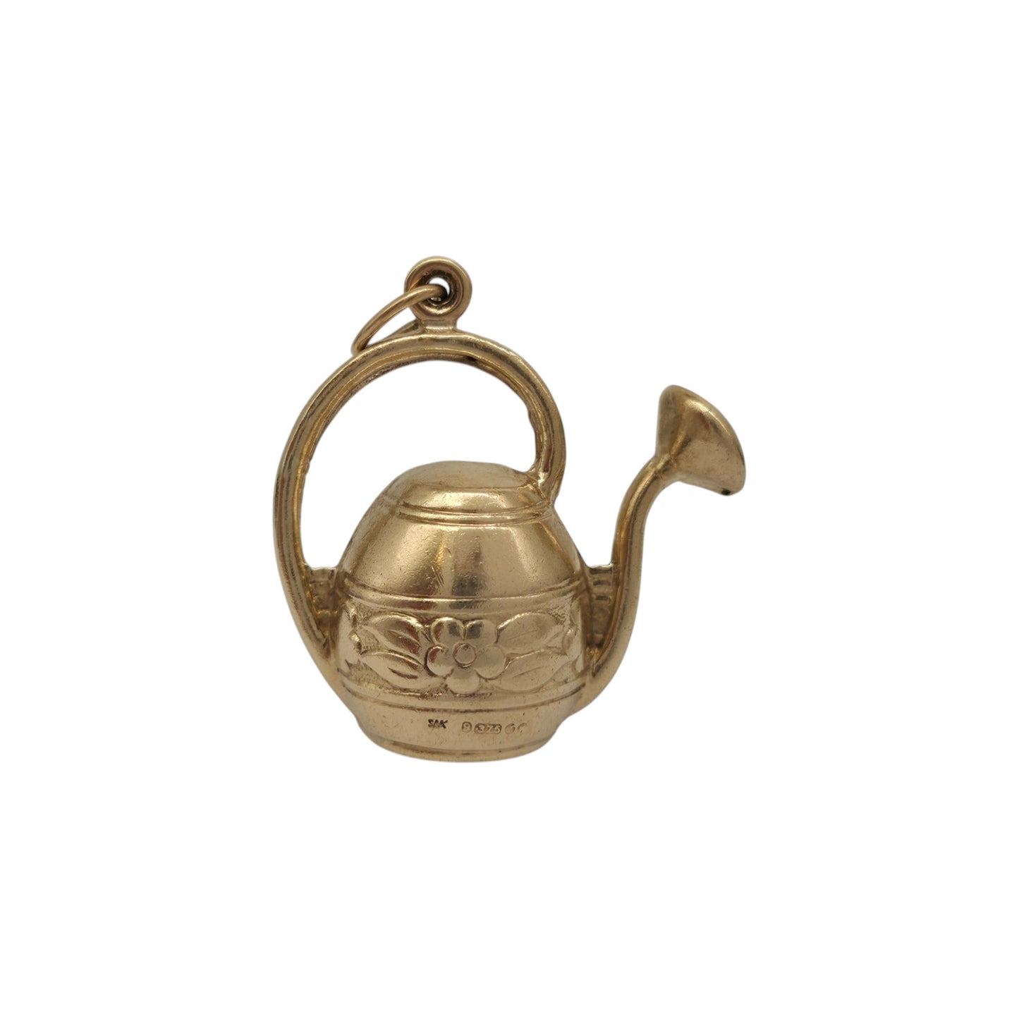 9ct 375 Yellow Gold Watering Can Charm 1966 L 2.1 cm 2.7 g.