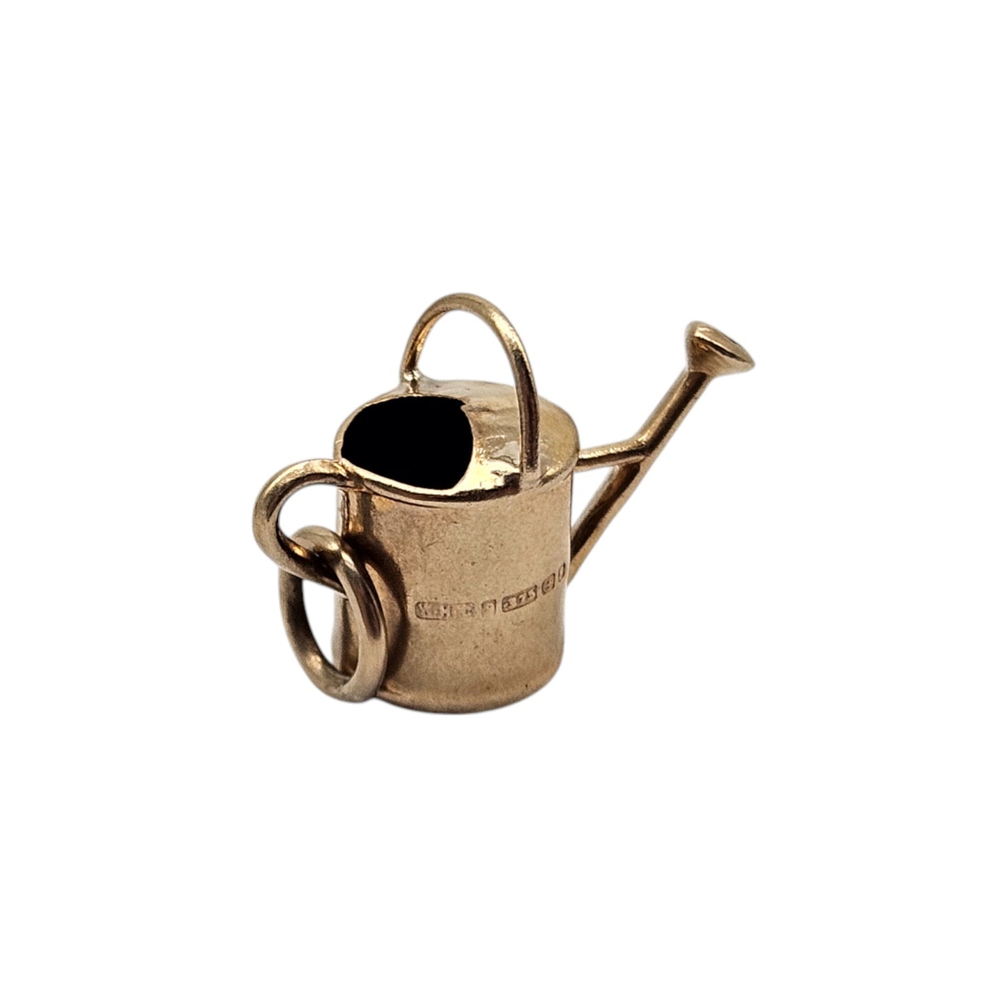 9ct 375 Yellow Gold Watering Can Charm 1964 L 1.5 cm 0.7 g.