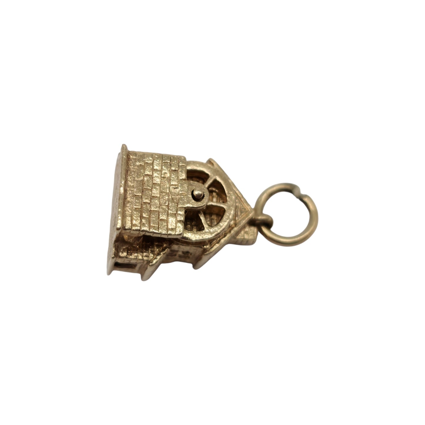 9ct 375 Yellow Gold Articulated Watermill Charm 1975 L 1.2 cm 3.8 g.