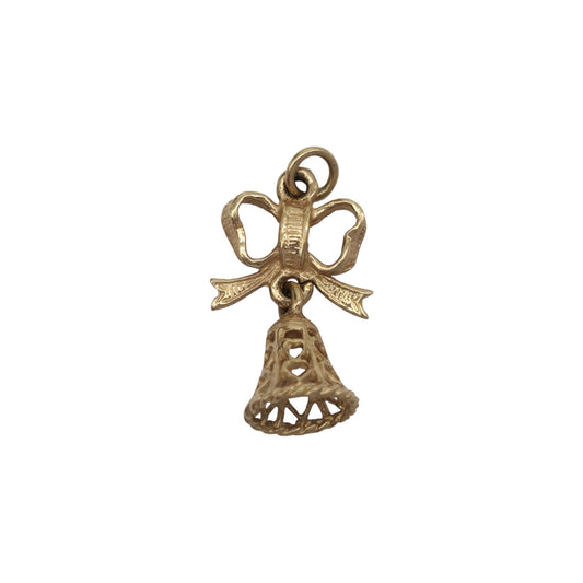 9ct 375 Yellow Gold Wedding Bell Charm c.1990's L 1.4 cm 1.0 g.