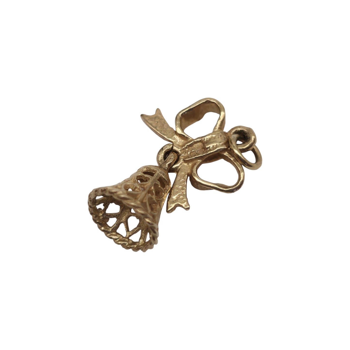 9ct 375 Yellow Gold Wedding Bell Charm c.1990's L 1.4 cm 1.0 g.