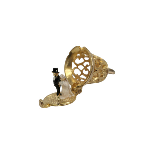 9ct 375 Yellow Gold & Enamel Wedding Ceremony Opening Charm 1966 L 1.2 cm 3.5 g.