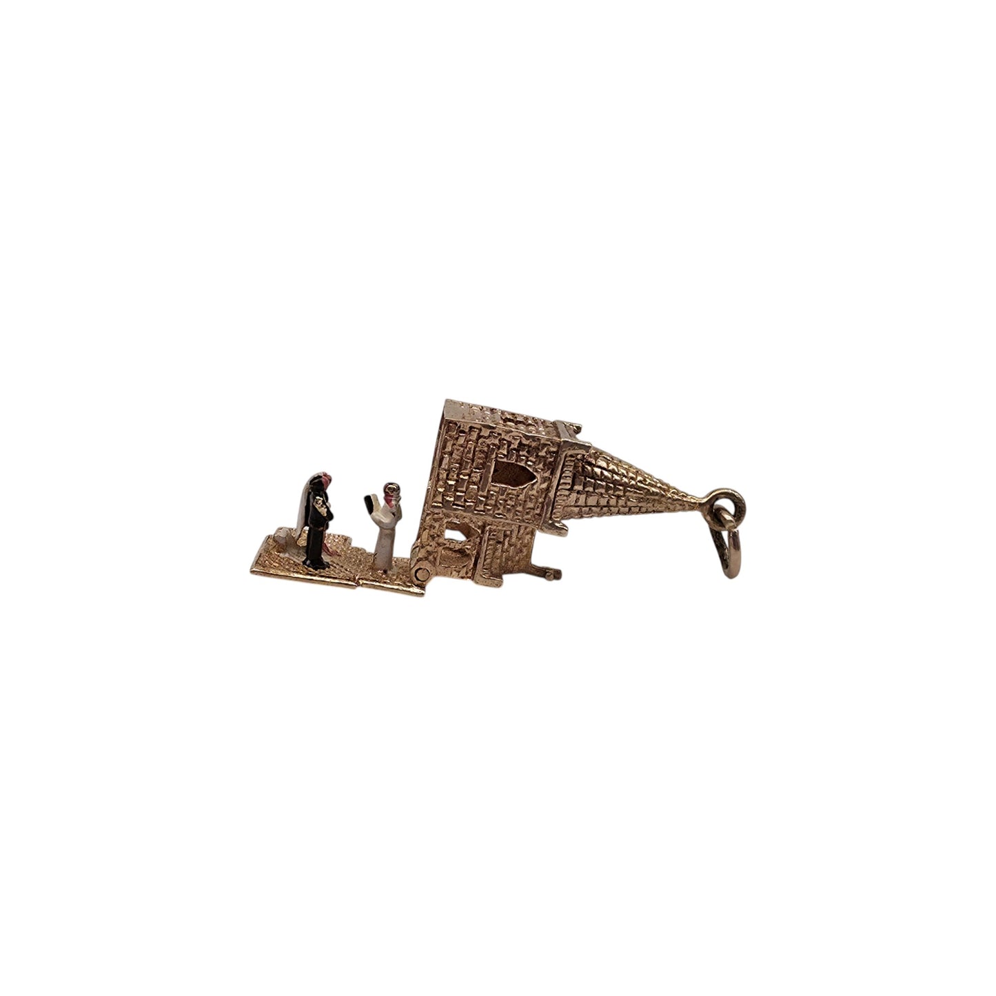 9ct 375 Yellow Gold & Enamel Wedding In Church Opening Charm c.1960's L 1.9 cm 3.6 g.