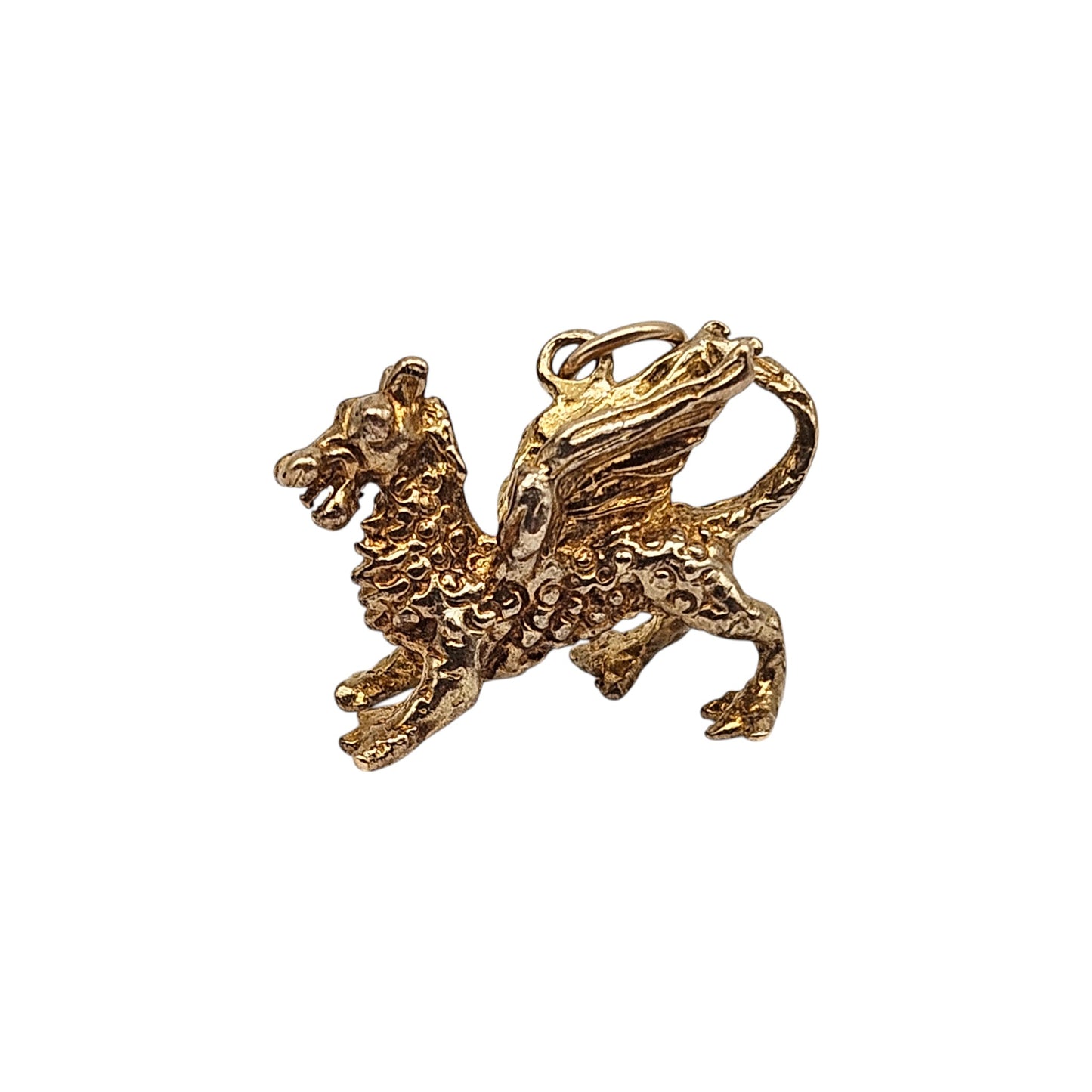 9ct 375 Yellow Gold Welsh Dragon Charm 1978 L 2.0 cm 4.7 g.