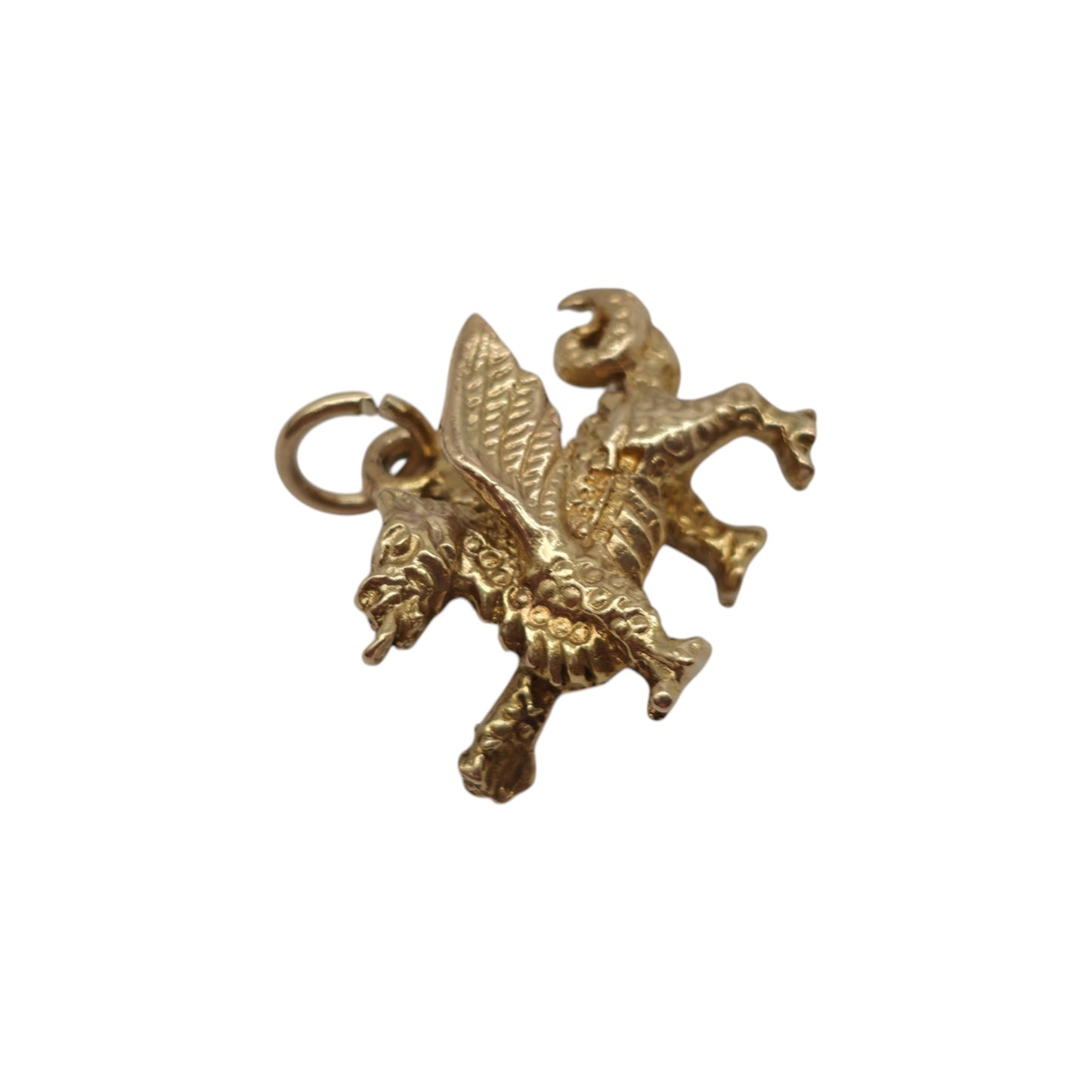 9ct 375 Yellow Gold Welsh Dragon Charm 1967 L 1.8 cm 3.7 g.