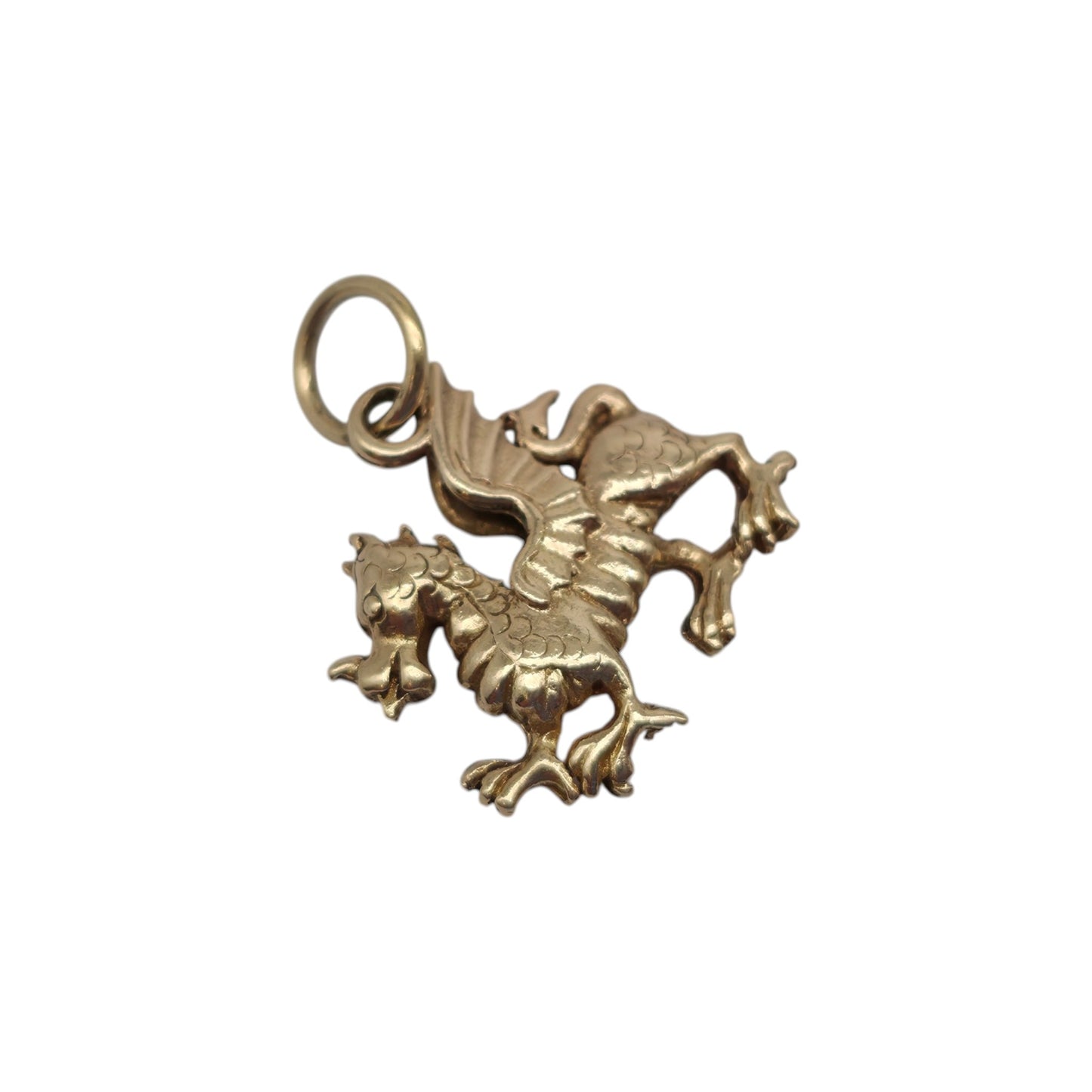 9ct 375 Yellow Gold Welsh Dragon Charm 1957 L 1.4 cm 2.0 g.