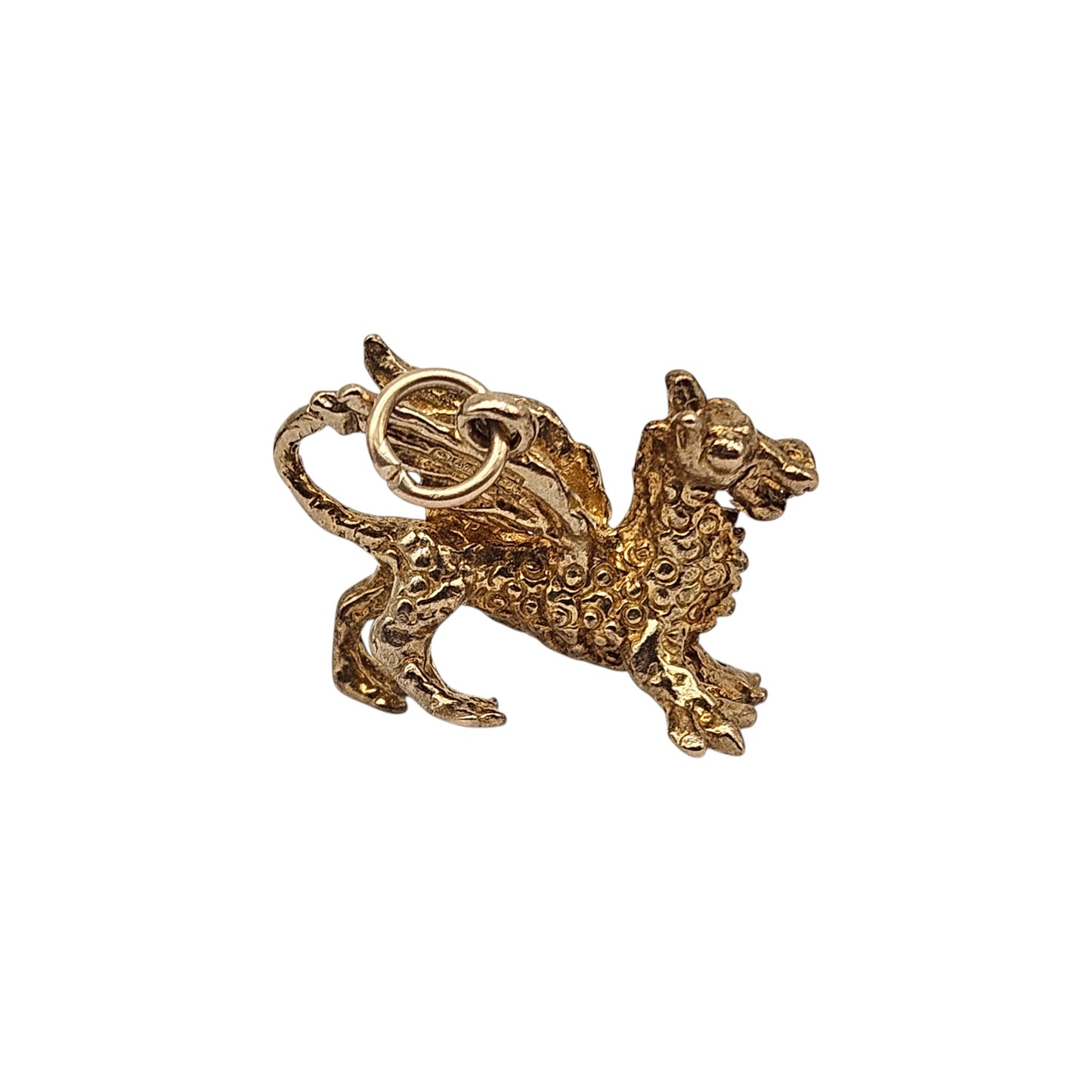 9ct 375 Yellow Gold Welsh Dragon Charm 1978 L 2.0 cm 4.7 g.