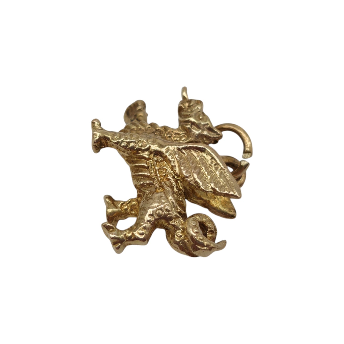 9ct 375 Yellow Gold Welsh Dragon Charm 1967 L 1.8 cm 3.7 g.