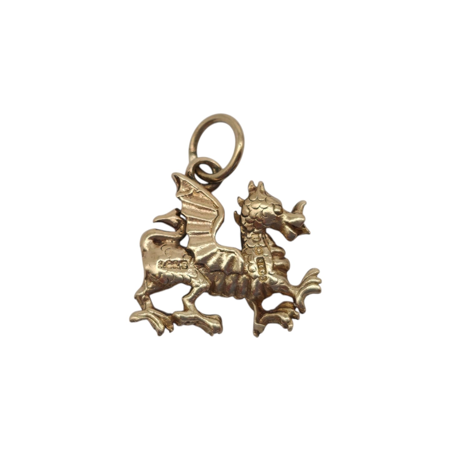 9ct 375 Yellow Gold Welsh Dragon Charm 1957 L 1.4 cm 2.0 g.