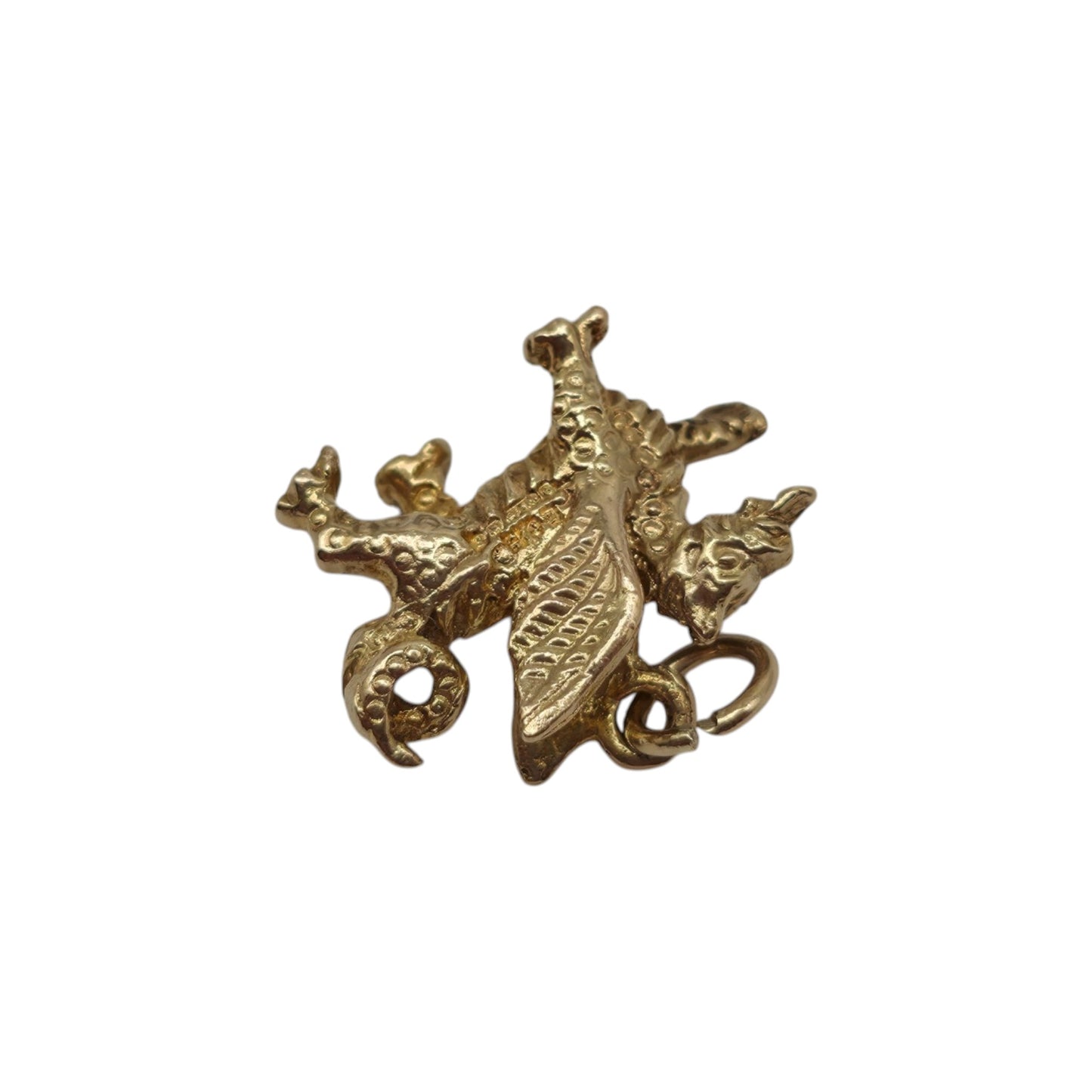 9ct 375 Yellow Gold Welsh Dragon Charm 1967 L 1.8 cm 3.7 g.