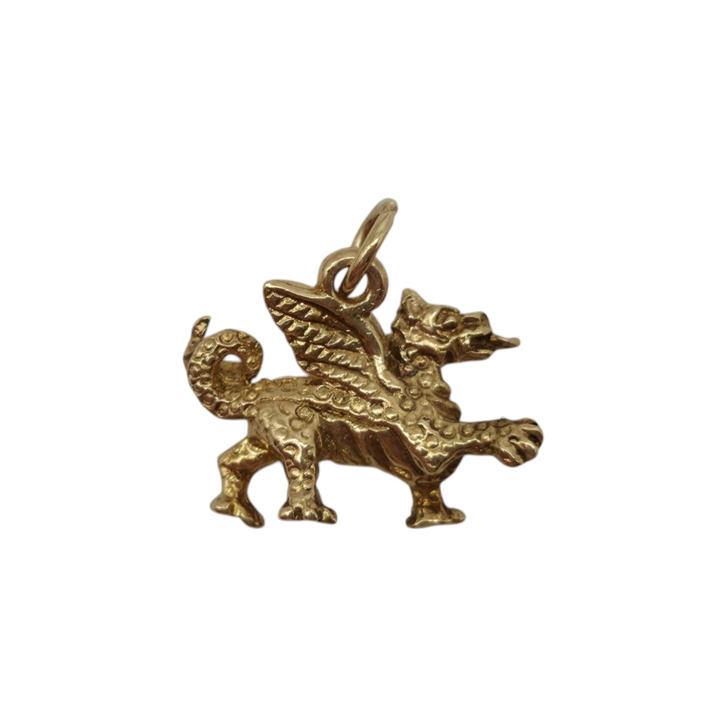 9ct 375 Yellow Gold Welsh Dragon Charm 1967 L 1.8 cm 3.7 g.
