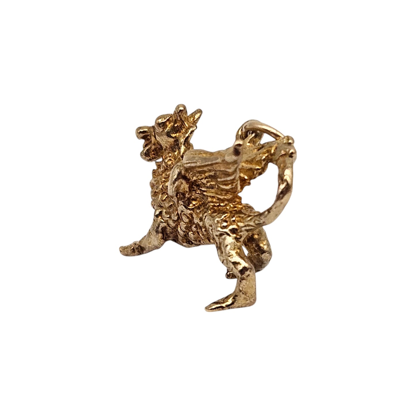9ct 375 Yellow Gold Welsh Dragon Charm 1978 L 2.0 cm 4.7 g.