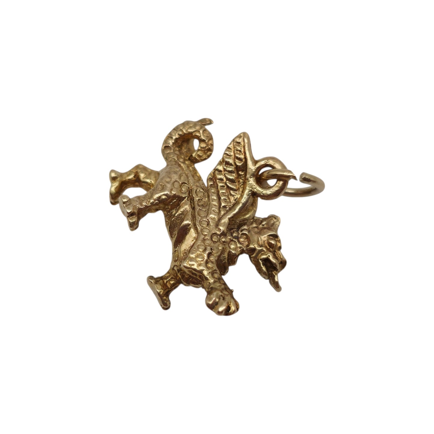 9ct 375 Yellow Gold Welsh Dragon Charm 1967 L 1.8 cm 3.7 g.