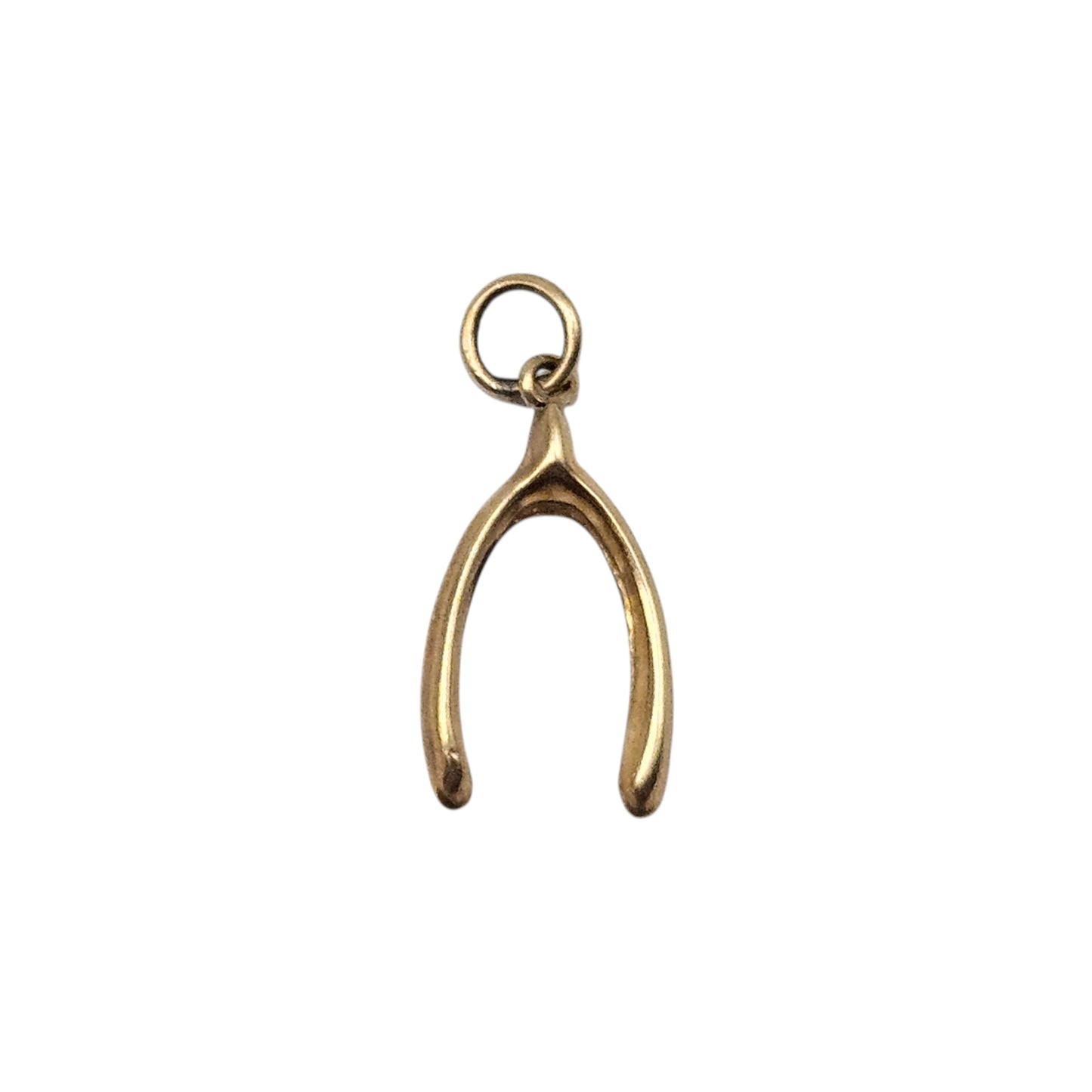 9ct 375 Yellow Gold Wishbone Charm 1967 1.5 cm 0.3 g.