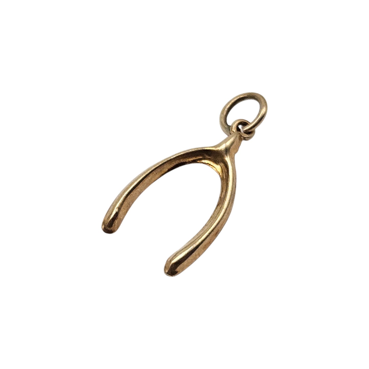 9ct 375 Yellow Gold Wishbone Charm 1967 1.5 cm 0.3 g.