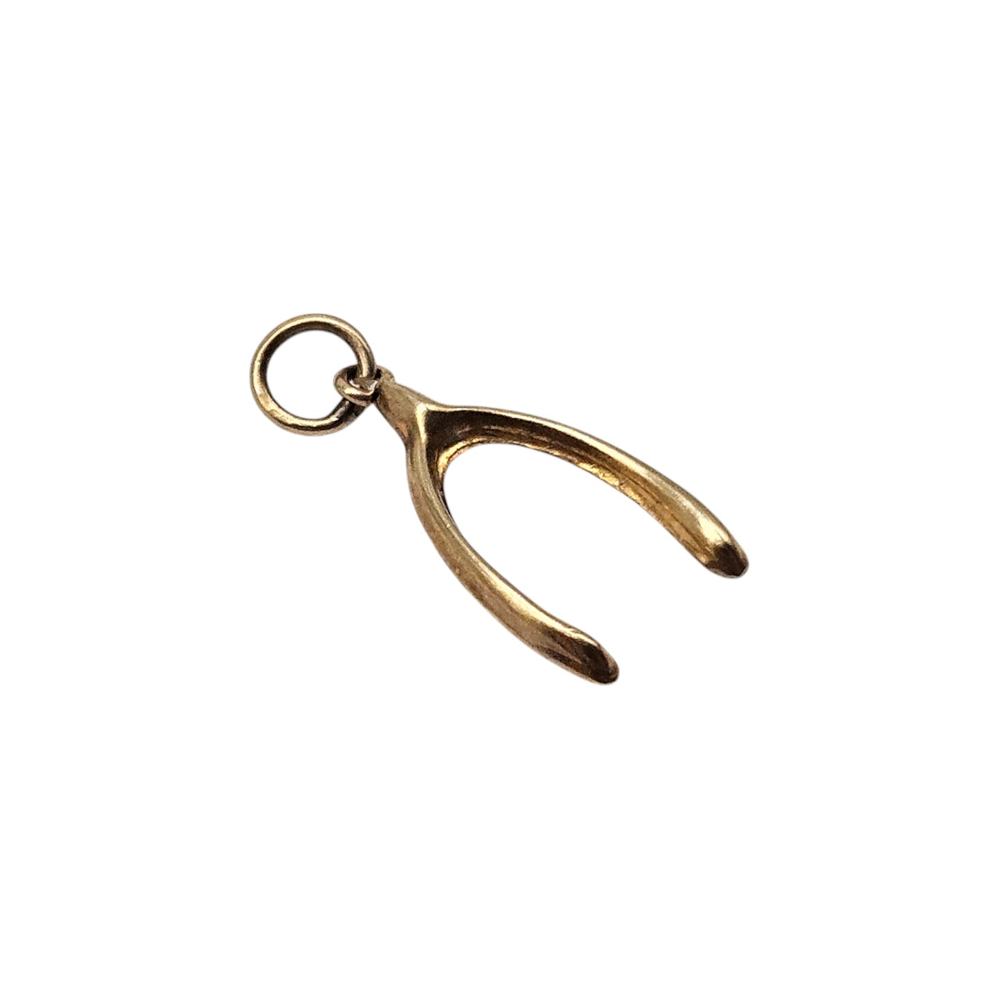 9ct 375 Yellow Gold Wishbone Charm 1967 1.5 cm 0.3 g.