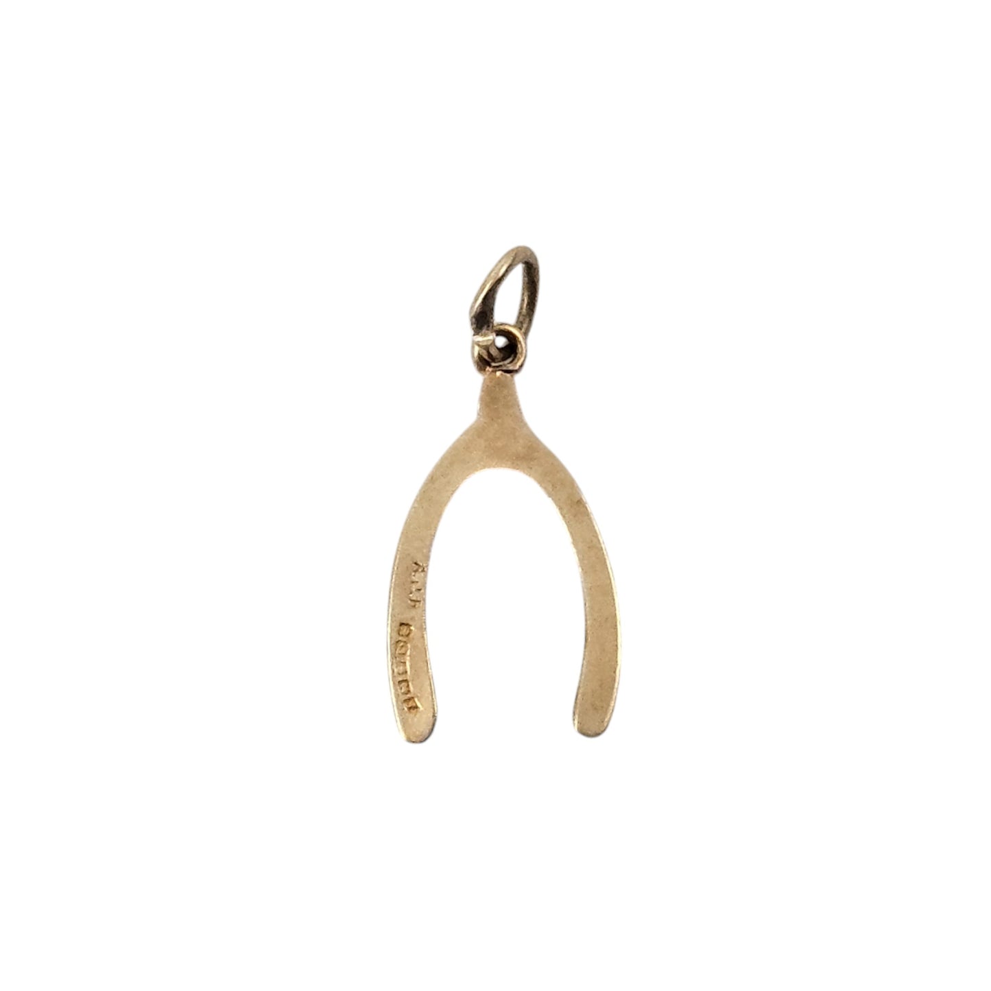 9ct 375 Yellow Gold Wishbone Charm 1967 1.5 cm 0.3 g.