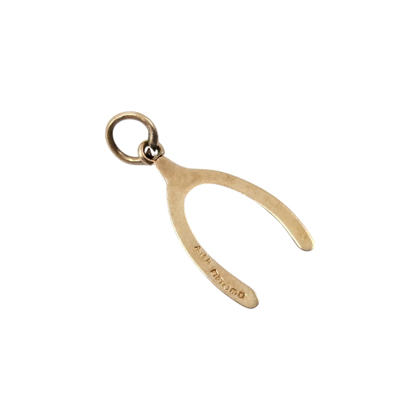9ct 375 Yellow Gold Wishbone Charm 1967 1.5 cm 0.3 g.