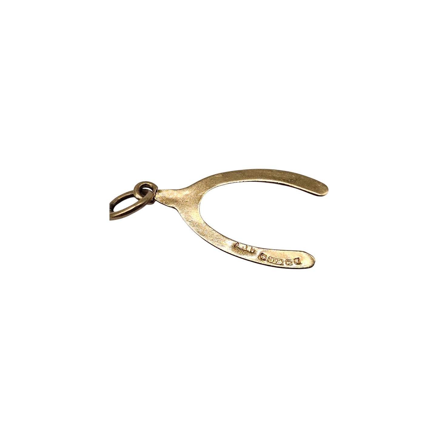 9ct 375 Yellow Gold Wishbone Charm 1967 1.5 cm 0.3 g.