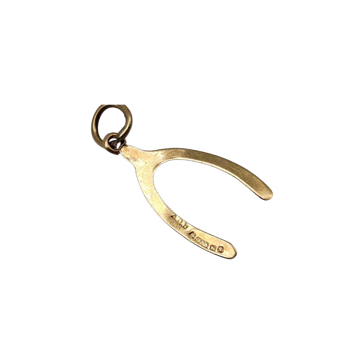 9ct 375 Yellow Gold Wishbone Charm 1967 1.5 cm 0.3 g.