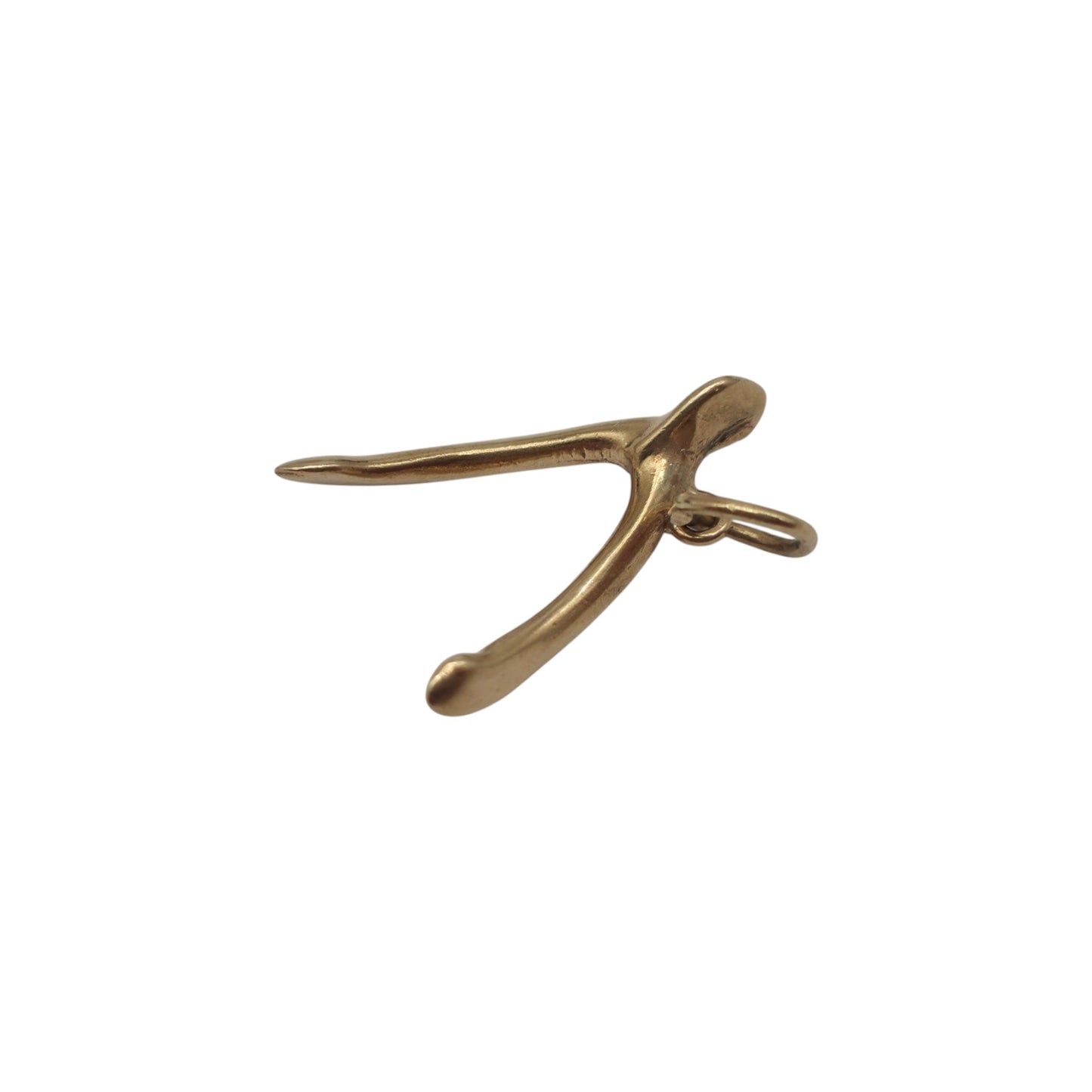 9ct 375 Yellow Gold Wishbone Charm 1955 L 1.7 cm 1.0 g.