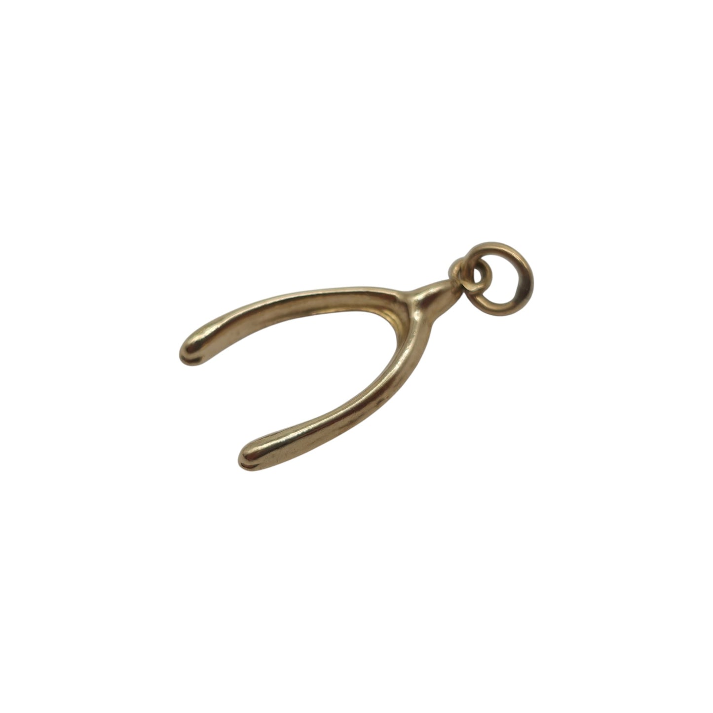 9ct 375 Yellow Gold Wishbone Charm 1962 L 1.5 cm 0.3 g.