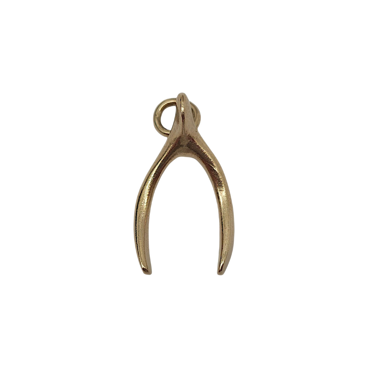 9ct 375 Yellow Gold Wishbone Charm 1970 L 1.7 cm 1.0 g.