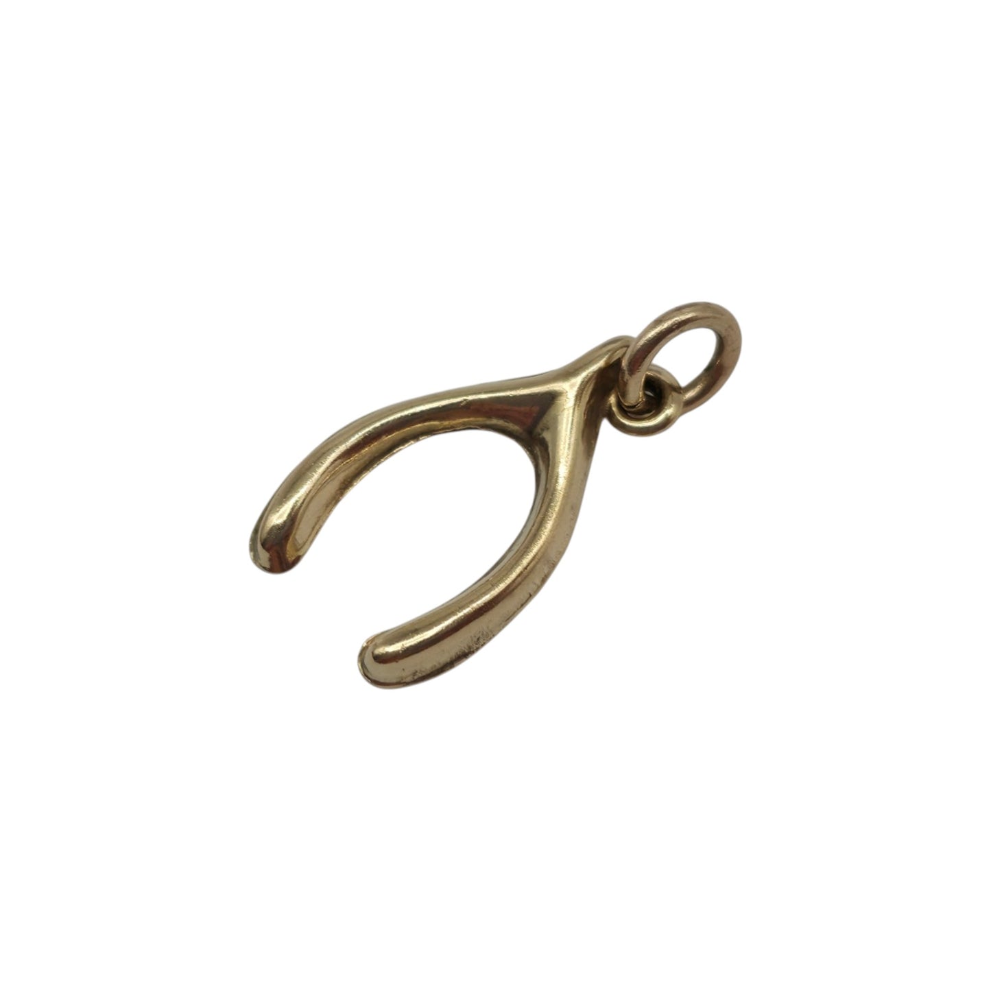 9ct 375 Yellow Gold Wishbone Charm 1964 L 1.6 cm 0.5 g.