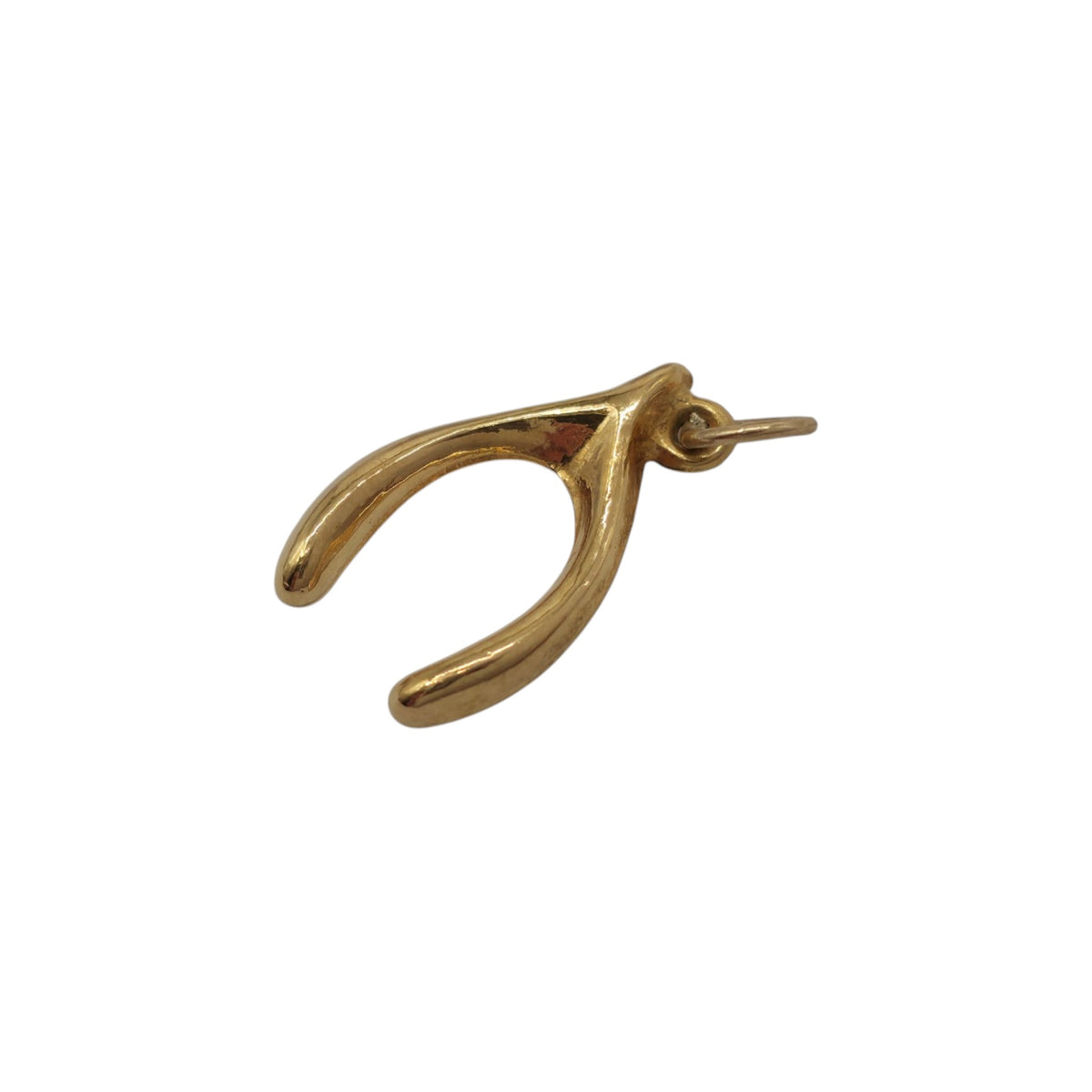9ct 375 Yellow Gold Wishbone Charm 1981 L 1.6 cm 0.3 g.