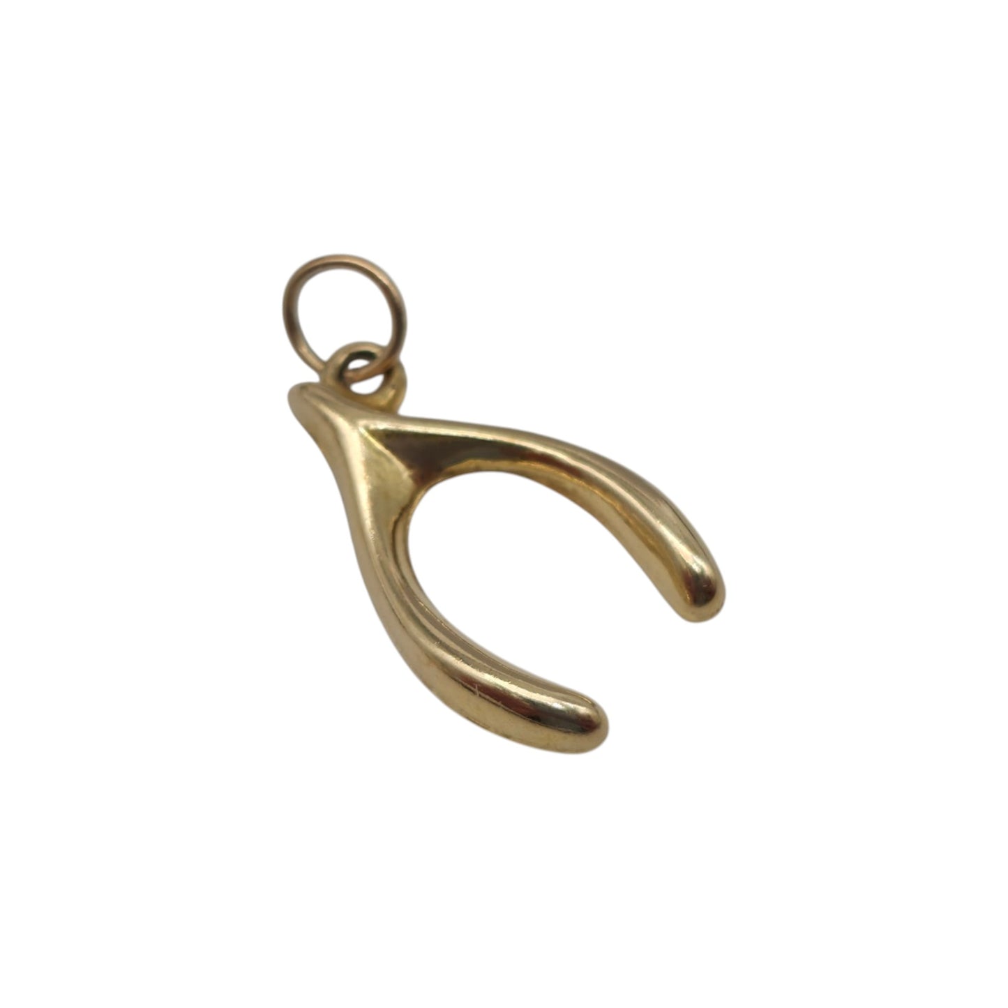 9ct 375 Yellow Gold Wishbone Charm c.1978 L 1.6 cm 0.3 g.