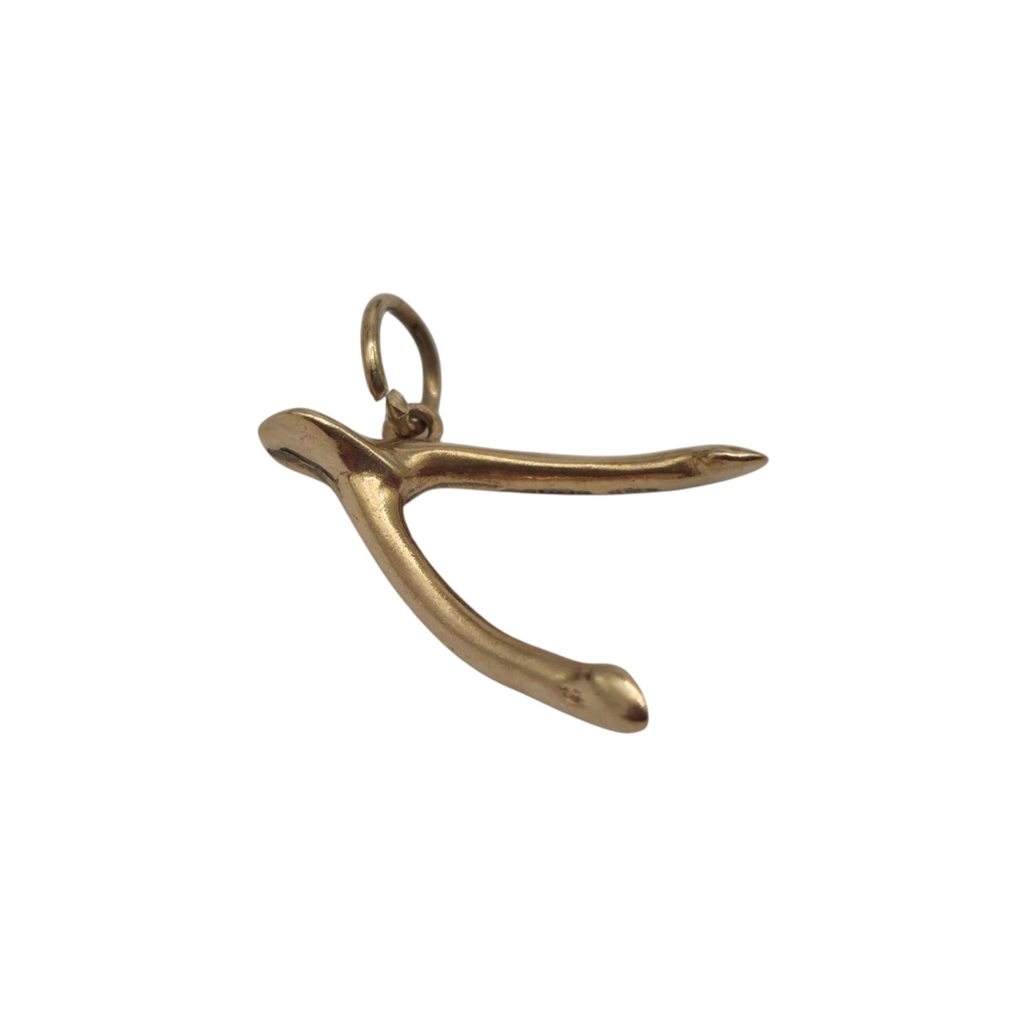 9ct 375 Yellow Gold Wishbone Charm 1955 L 1.7 cm 1.0 g.
