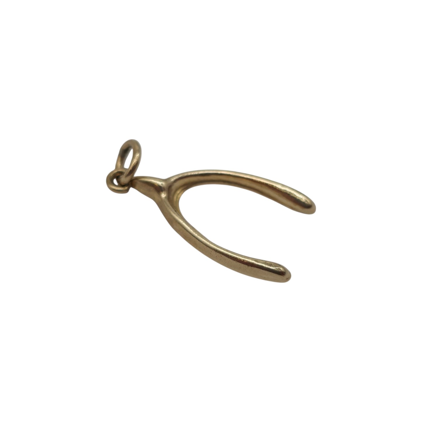 9ct 375 Yellow Gold Wishbone Charm 1962 L 1.5 cm 0.3 g.