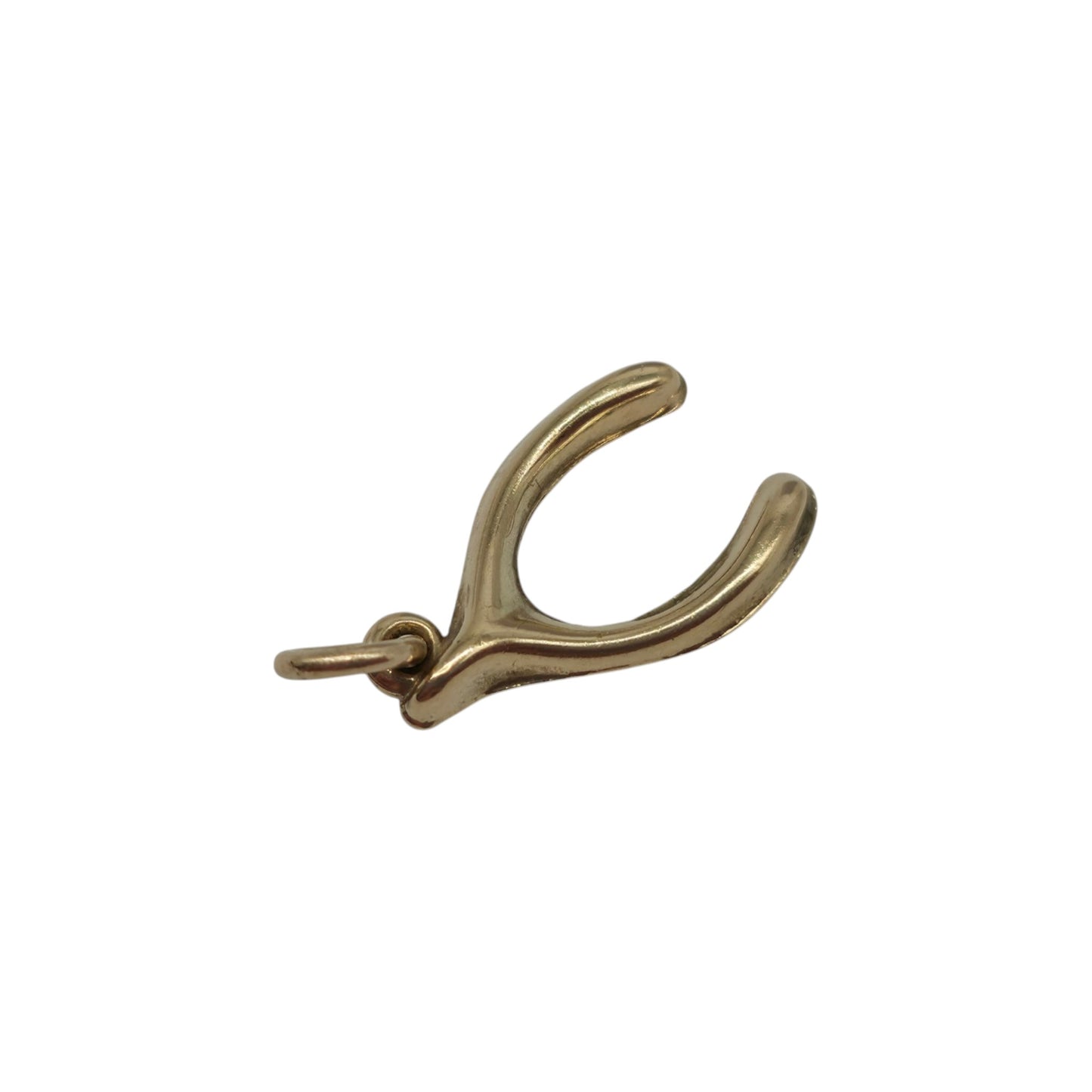 9ct 375 Yellow Gold Wishbone Charm 1964 L 1.6 cm 0.5 g.