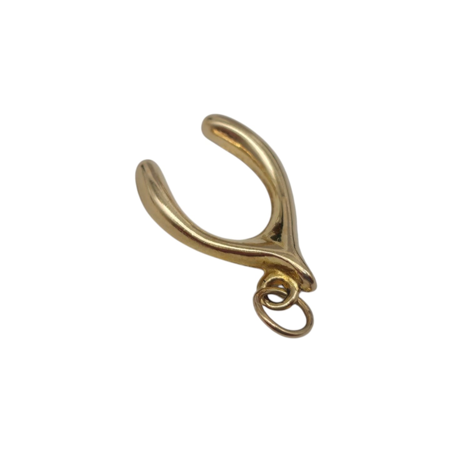 9ct 375 Yellow Gold Wishbone Charm c.1978 L 1.6 cm 0.3 g.