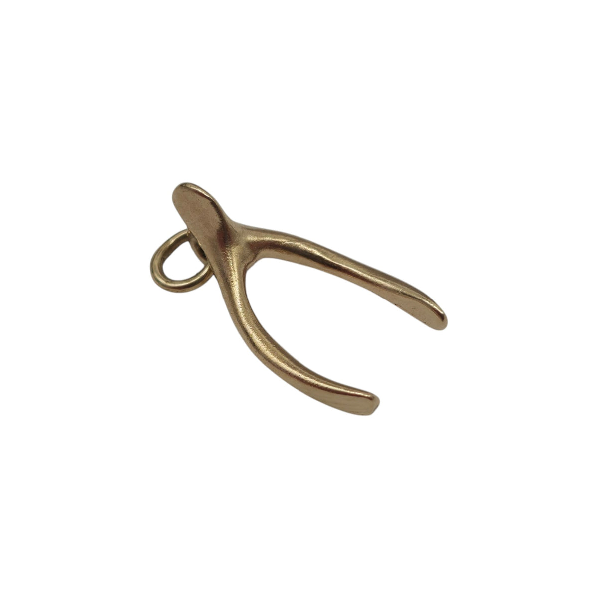 9ct 375 Yellow Gold Wishbone Charm 1970 L 1.7 cm 1.0 g.