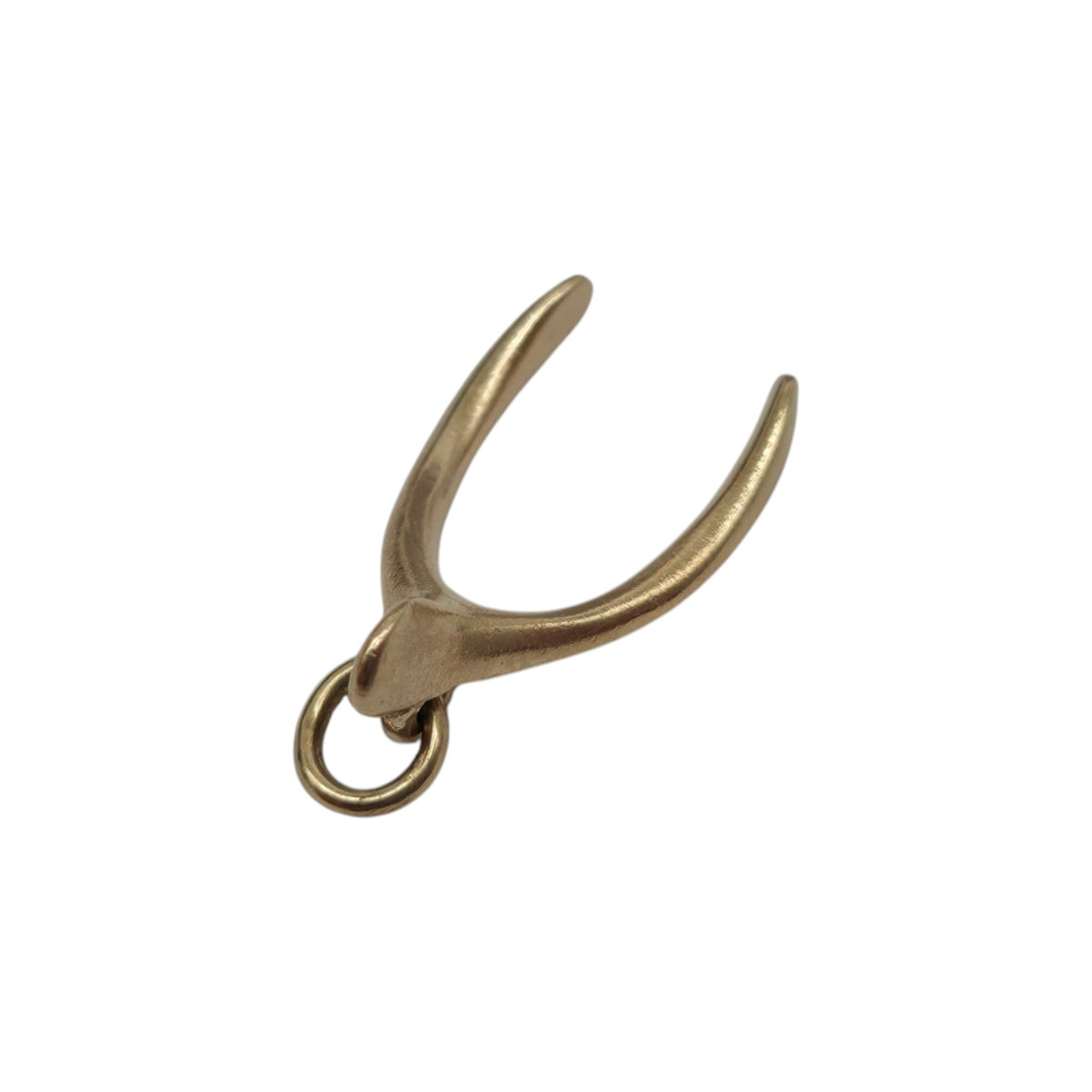 9ct 375 Yellow Gold Wishbone Charm 1970 L 1.7 cm 1.0 g.